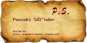 Peszeki Sándor névjegykártya